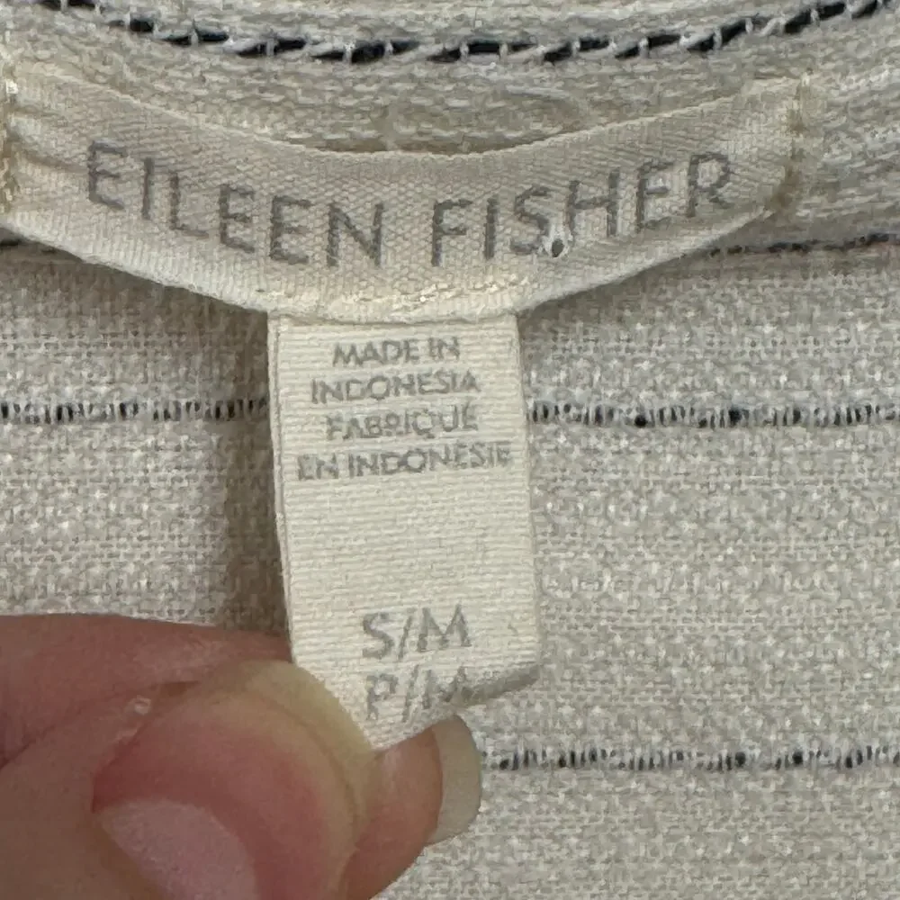 Eileen Fisher Striped Gauze Boxy Lagenlook Button Down Blouse Tunic Womens S/M - Picture 3 of 6
